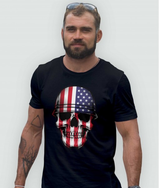 Мъжка тениска с щампа Готика American skull